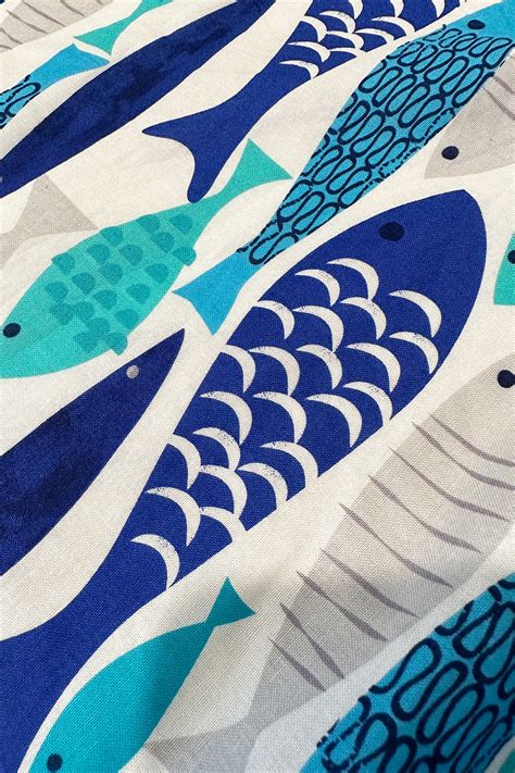 Mod Fish Cotton Fabric By The Yard The Oblong Box Shop™