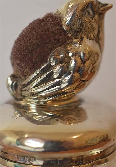 The Old Brigade Antiques Silver Edwardian Bird Pin Cushion With