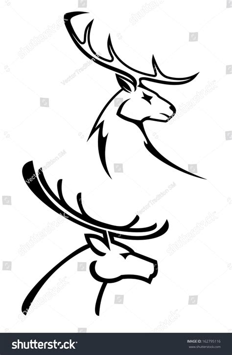 Deer Silhouettes Monochrome Style Tattoo Hunting Stock Vector 162795116 ...