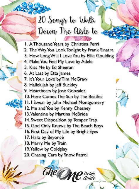 20 Songs To Walk Down The Aisle To The One Bride Guide