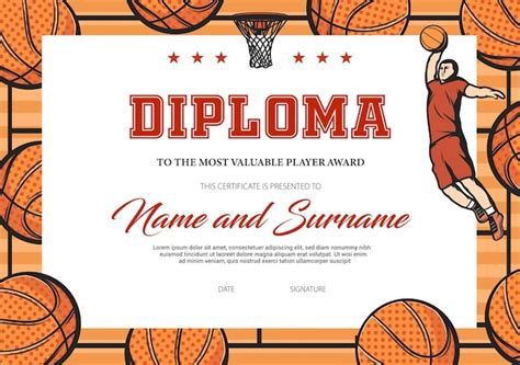 Premium Vector Certificate For Basketball Most Valuable Player