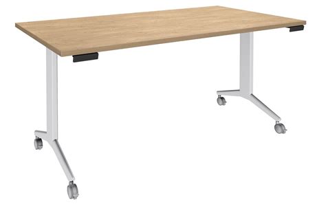 Table de réunion abattantes L140 x P80 cm pied blanc plateau