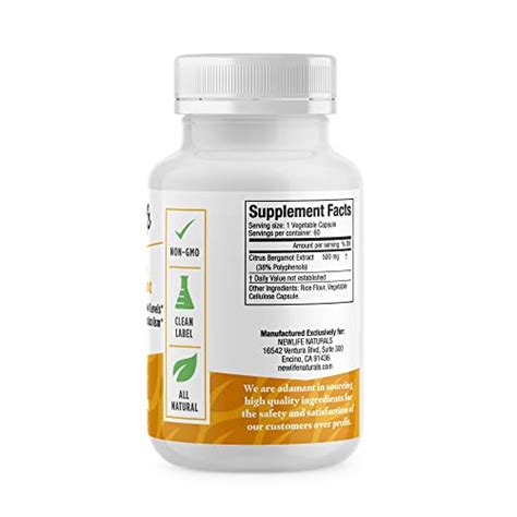 Newlife Naturals Citrus Bergamot Supplements 500 Mg For Cholesterol