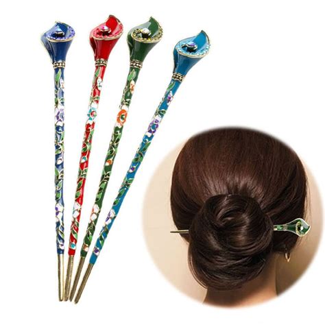 Women Metal Rhinestone Handmade Hair Stick Hair Chopsticks Hairpin Pin