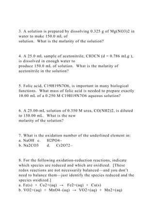 Homework 10 Acids Bases Redox Molarity Titration 1 Docx