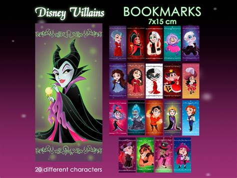 Bookmarks Disney Villains Maleficent Evil Queen Cruella Ursula