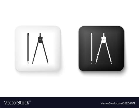 Black and white drawing compass pencil icon Vector Image