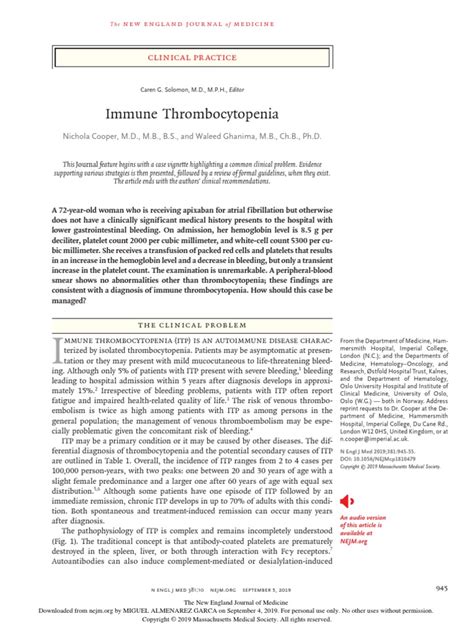 Immune Thrombocytopenia Download Free Pdf Immunology Medical