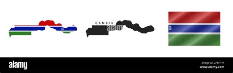 Gambia Map With Masked Flag Detailed Silhouette Waving Flag Vector