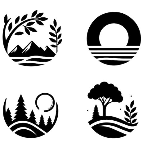 Conjunto Vectorial De Siluetas De Logotipos De La Naturaleza Vector