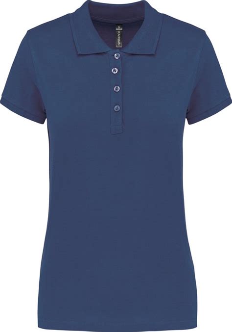 Polo Dames XXL Kariban Kraag Met Knopen Korte Mouw Deep Blue 100