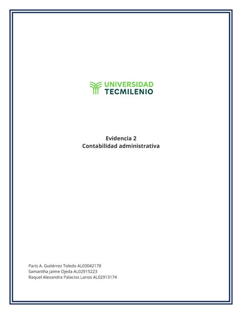 Evidencia 2 Contabilidad Administrativa Contabilidad Administrativa