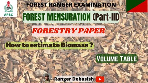 Forest Mensuration Part Forestry Paper Volume Table Biomass