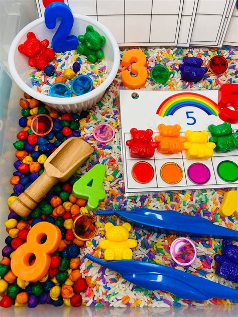 Number Sensory Bin With Rainbow Ten Frame Math Activity Etsy