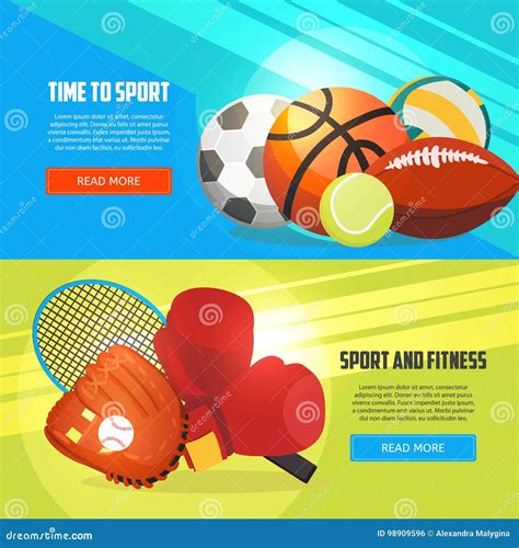 Sport En Fitness Horizontale Banners Vector Illustratie Illustration