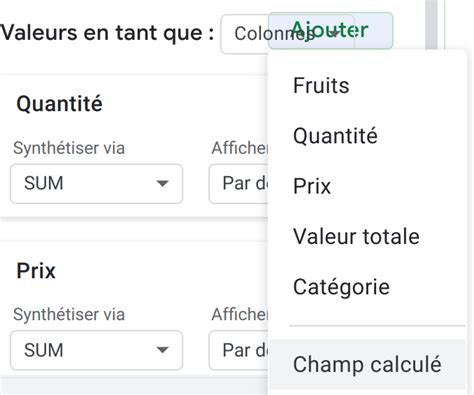 Google Sheets Champs Calcul S Dans Le Tcd Numeriblog