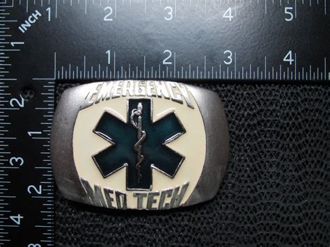 Emt Emergency Med Tech Logo Belt Buckle Vintage Rar Gem