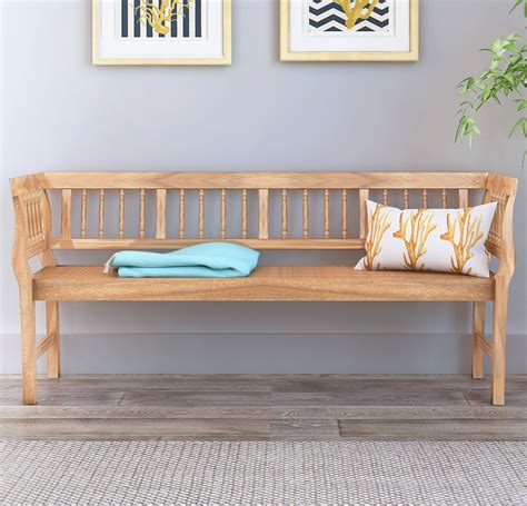 wooden bench with cushion