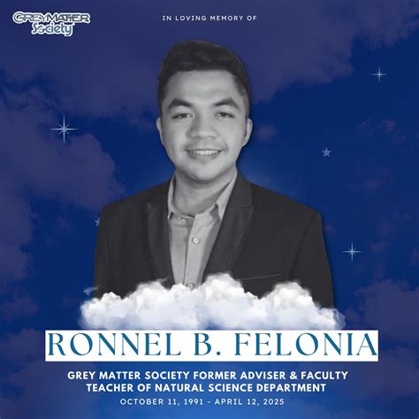 BSHS - 𝗜𝗻 𝗟𝗼𝘃𝗶𝗻𝗴 𝗠𝗲𝗺𝗼𝗿𝘆 𝗼𝗳 𝗦𝗶𝗿 𝗥𝗼𝗻𝗻𝗲𝗹 𝗕. 𝗙𝗲𝗹𝗼𝗻𝗶𝗮 🕊️ It is with heavy