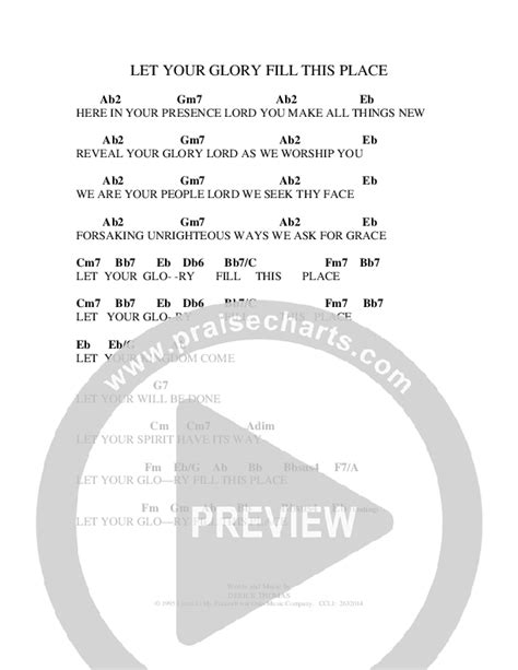 Let Your Glory Fill This Place Chords PDF (Derick Thomas) - PraiseCharts