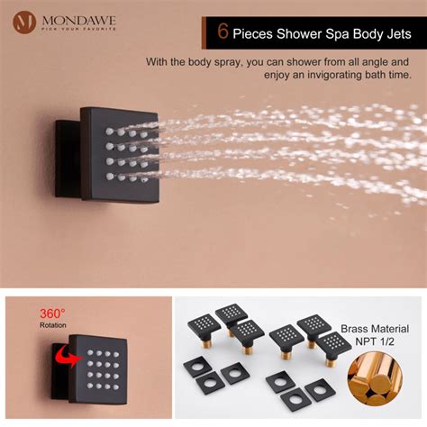 Mondawe Herathena 3 Functions Wall Mounted Luxury Shower System With 6