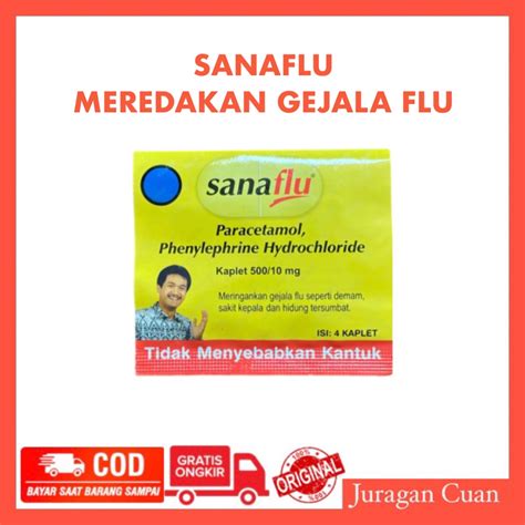 Jual SANAFLU 1 STRIP ISI 4 TABLET KAPLET OBAT FLU PILEK DEMAM HIDUNG