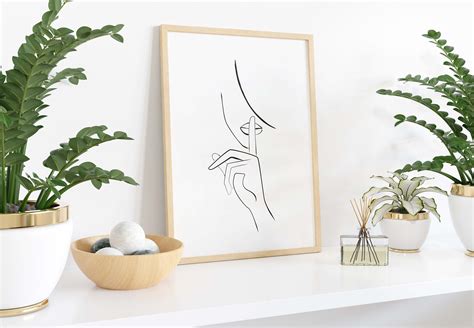 Minimalist Wall Art Single Line Art Print Woman Face Female Etsy