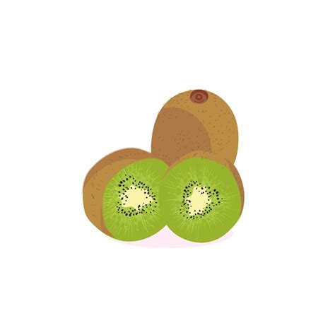 Premium Vector Ripe Whole Kiwi Fruit And Half Kiwi Fruit Isolated On