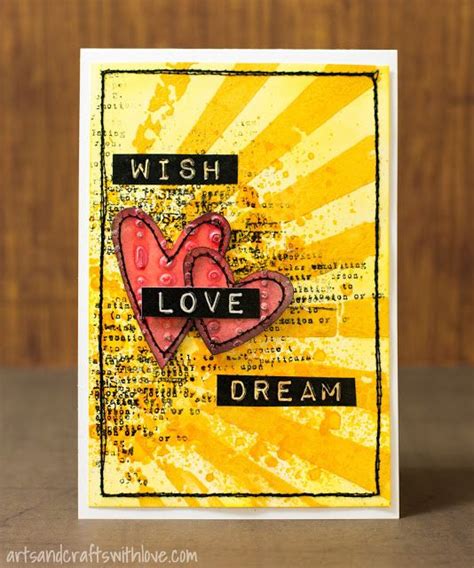 Elina S Arts And Crafts Mixed Media Card Challenge April Wish Love