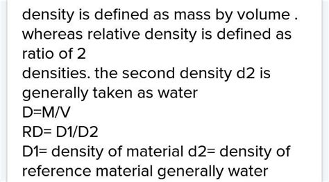 What Is The Difference Between Density And Relative Density Of A