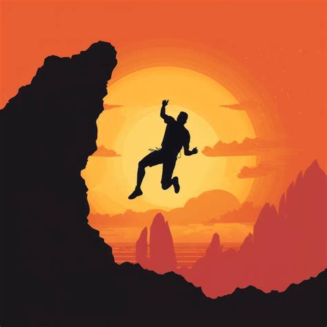 Premium AI Image Silhouette Of Man Climbing Ladder And Sunset