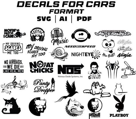 Car Stickers Pack 13 Svg Vectors Bundle Stickers Vectors Amo 2