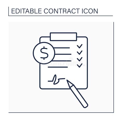 Contract With Pen Line Icon Vector Contract With Pen Outline Sign