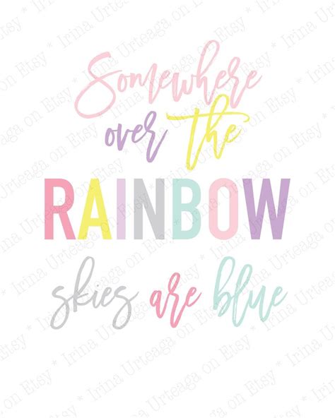 Somewhere Over The Rainbow Printable Art Set Of 2 8x10 11x14 Posters