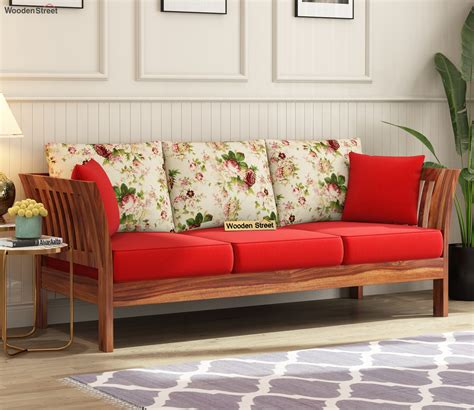 Buy Raiden Seater Wooden Sofa Honey Cream Dusky Rose At Off