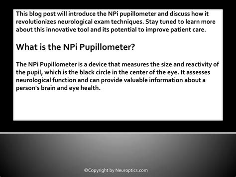 PPT - Revolutionizing Neurological Exam Techniques with the NPi ...
