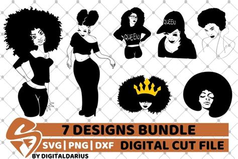 7x Black Woman Bundle Svg Afro Lady Svg Africa Queen Svg