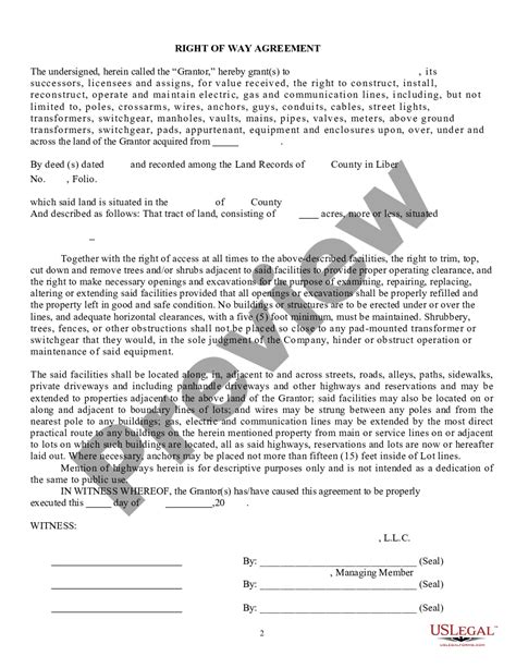 Easement And Right Of Way Agreement For Gas Pipeline Us Legal Forms