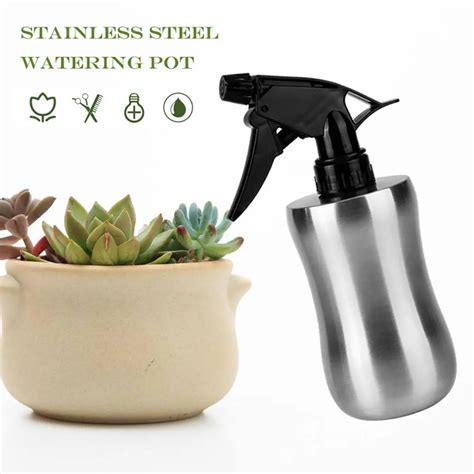 Stainless Steel Water Spray Bottle Flower Plant 350ml Home Silver Watering Unisex Pot Gourd