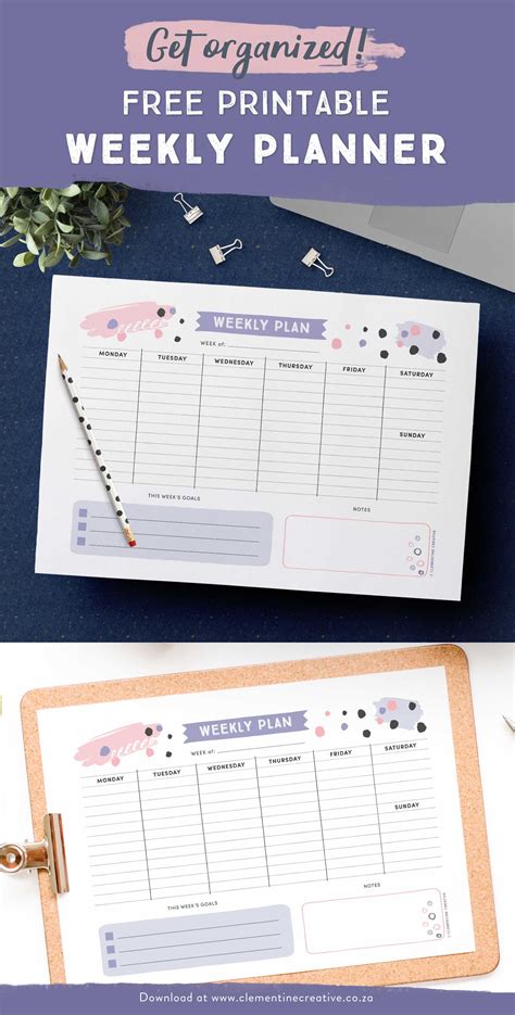 Cute Free Weekly Planner Printable PDF Get Organized