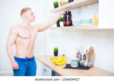 Muscular Man Naked Torso Kitchen Sports Stock Photo Shutterstock
