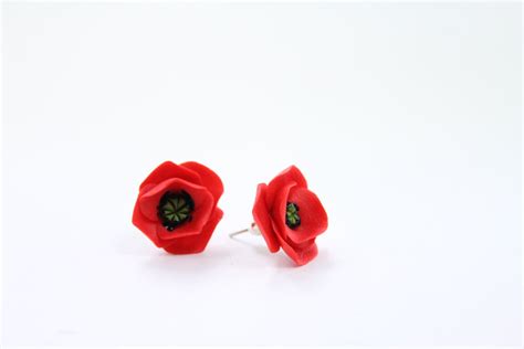 Red Poppies Stud Earrings Women Small Hypoallergenic Handmade Etsy