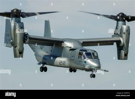 Bell Boeing Mv 22b Osprey Tilt Rotor Flying A Demonstration At An