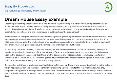 Dream House Essay Example