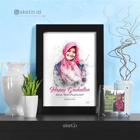 Jual Terlaris Desain Sketsa Pensil Wajah A Single Kado Wisuda Nikah