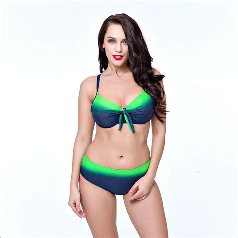 Sexy Swimwear Female Plus Size Bikini Push Up Solid Color Swimsuit