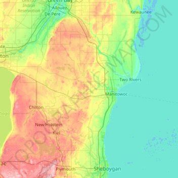 Manitowoc County topographic map, elevation, terrain
