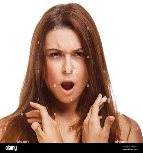 Woman Screams Experiencing Anger And Frustration Isolated Studio Stock