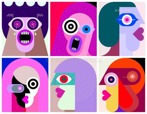 Ejemplo De Seis Vectores De Las Carasde Las Expresiones Faciales