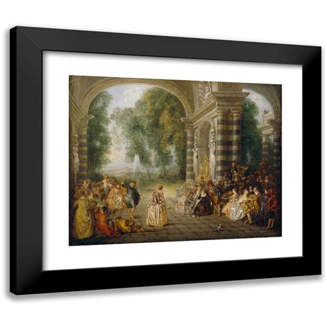 Jean Antoine Watteau X Black Modern Framed Museum Art Print Titled